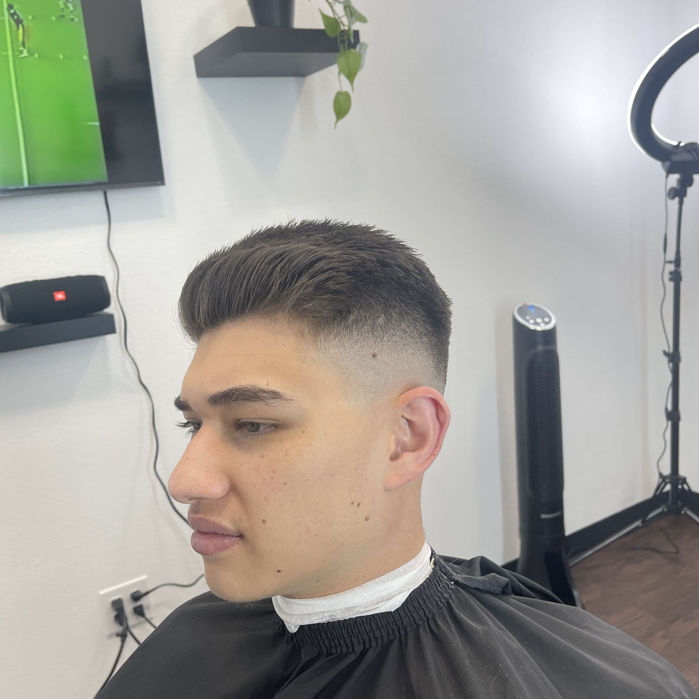 High skin fade, short crop
